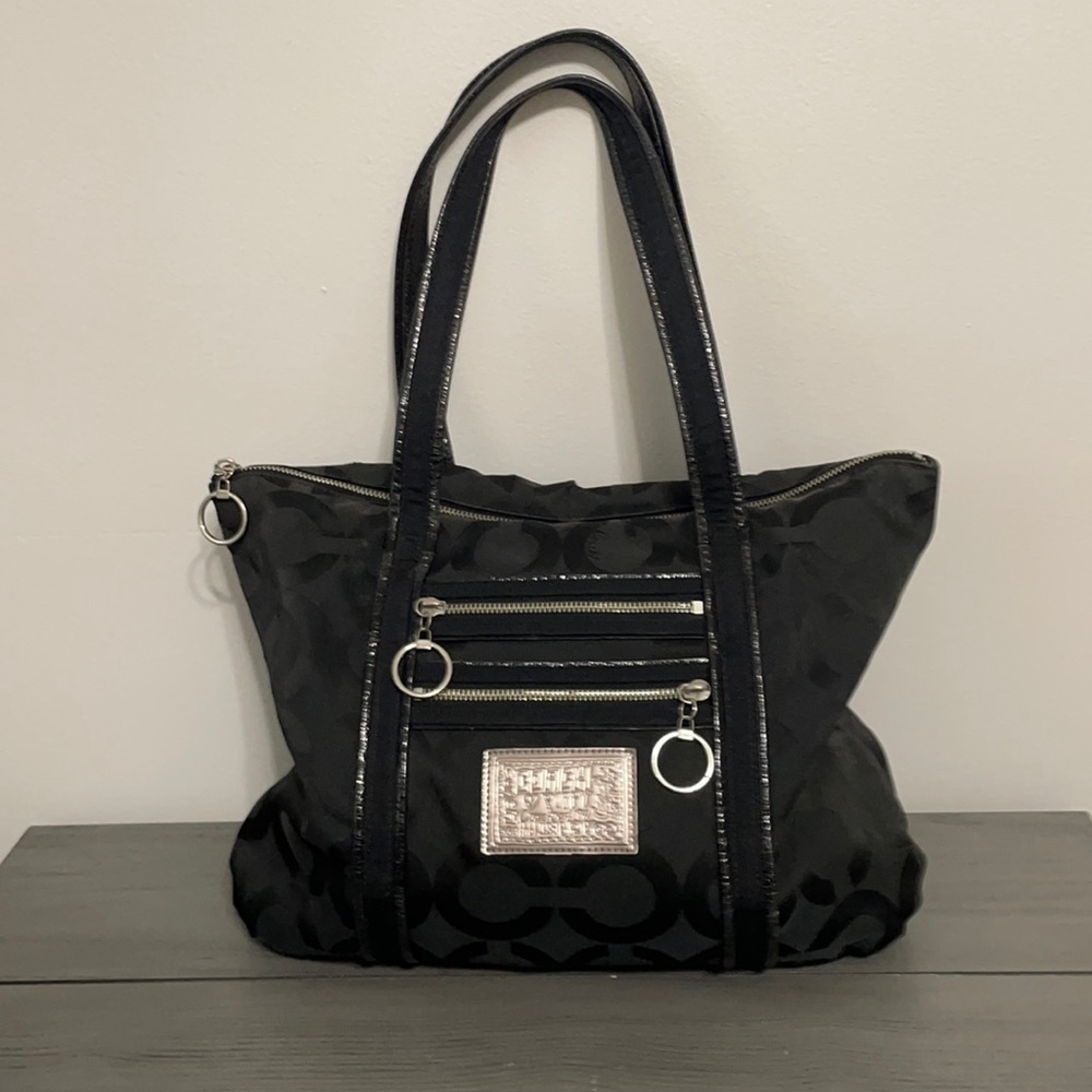 Black Coach poppy tote